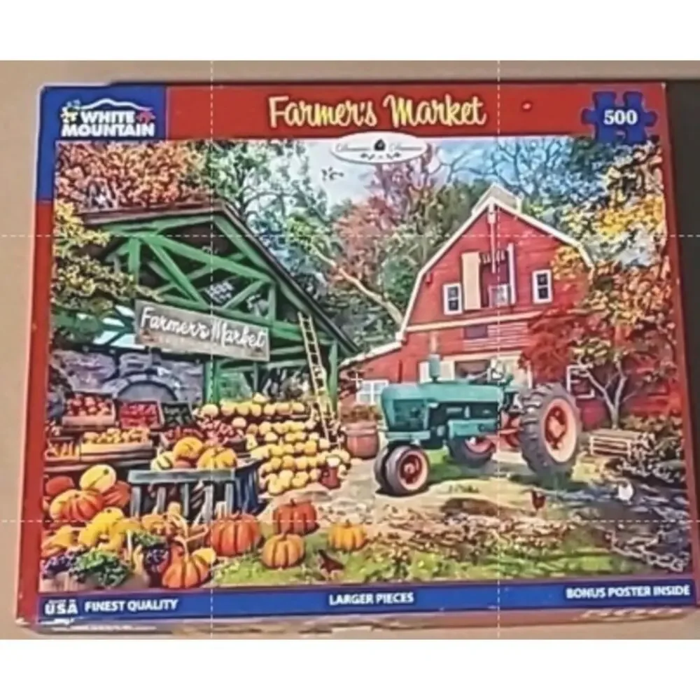 White Mountain FARMER'S MARKET 500 piece puzzle autumn fall COMPLETE